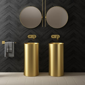 Gold Modern Luxury Round Stainless Steel Sink Pedestal Sink Freestanding